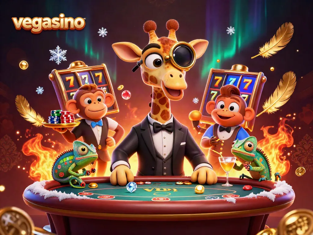 Spin the reels at vegasino with a glamorous giraffe, valet monkey, and chameleon bartender.