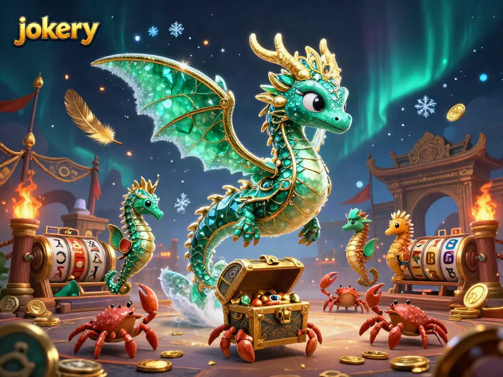 Experience the thrill of jokery with a vibrant sea dragon and casino elements.