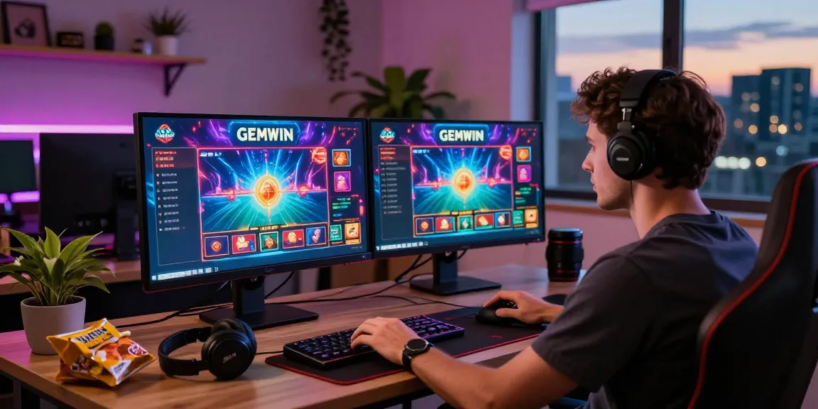 Engaging gaming scene at https://gemwin.pics/ showcasing a player immersed in online gambling with vibrant visuals.