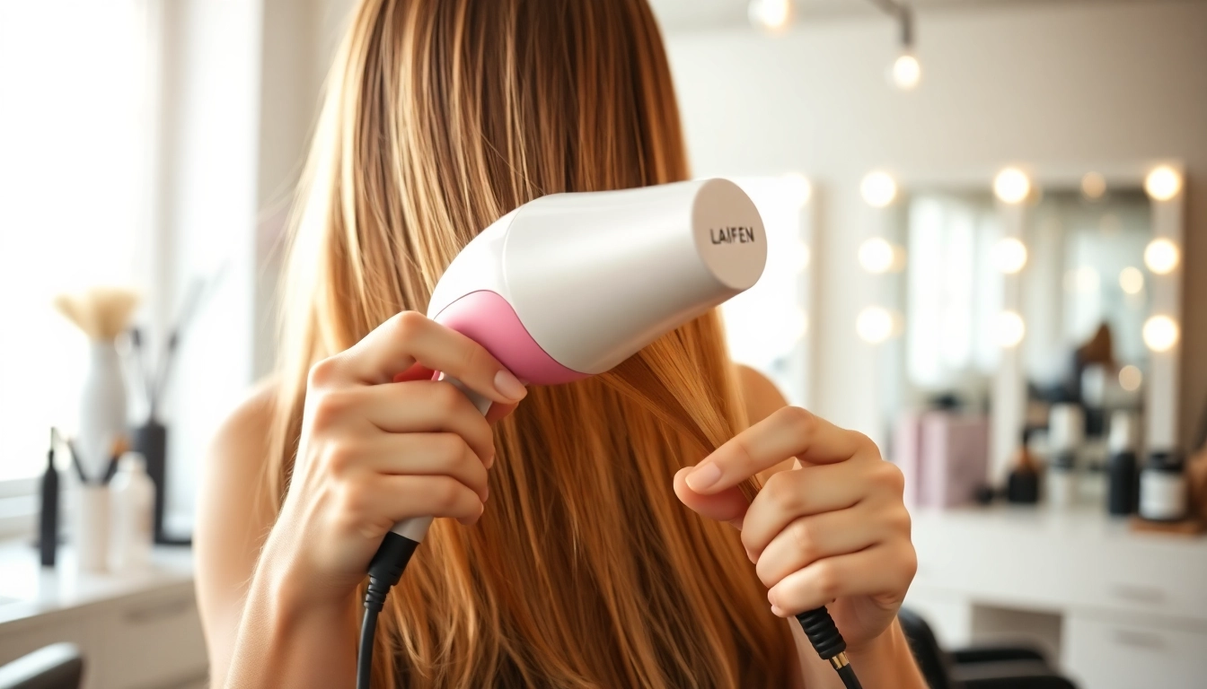 Die Verwendung des laifen haartrockner für perfektes Styling im modernen Frisörsalon.