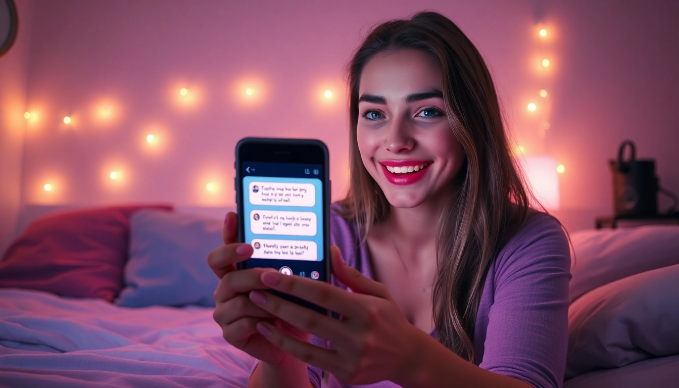 Engaging in ai sexting with a smartphone in a cozy bedroom setting